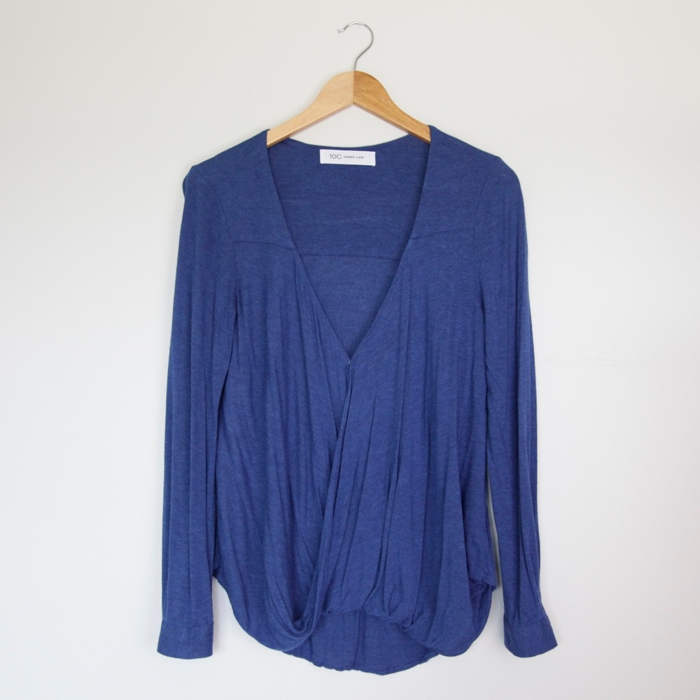 Derek Lam 10 Crosby Wrap-Front Long Sleeve Top